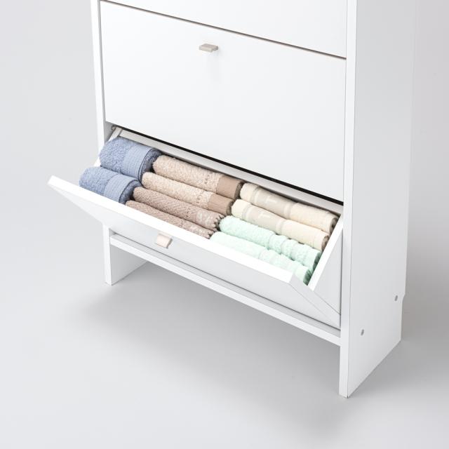 薄型奥行20cmサニタリー収納庫 フラップ＆扉タイプ 幅75cm トイレ 洗面 
