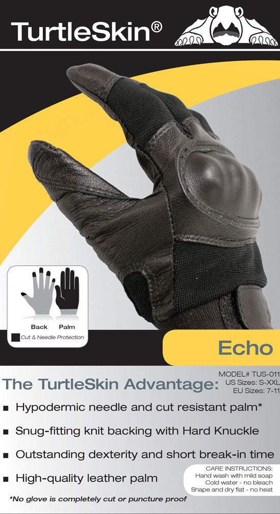 切れない防刃手袋 タートルスキングローブTurtleSkin ECHO エコー 耐切創 作業用手袋 安全保護具 警備員 ライダーグローブ ナックルガード