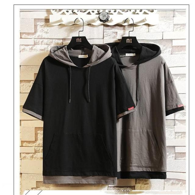 半袖パーカー メンズ 夏 無地 カジュアル サマー フード付き 配色パーカー お兄系 トップス 30代 40代 50代 21 父の日の通販はau Pay マーケット 華麗商店