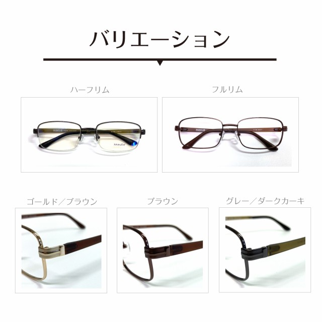 度付き メガネ ハーフリム フルリム スクエア ステンレス製