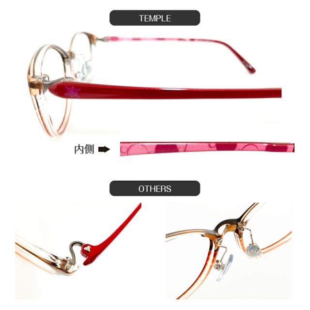 度付き メガネ 鼻パッド付き 軽量 フレーム オーバル 度あり 度入り