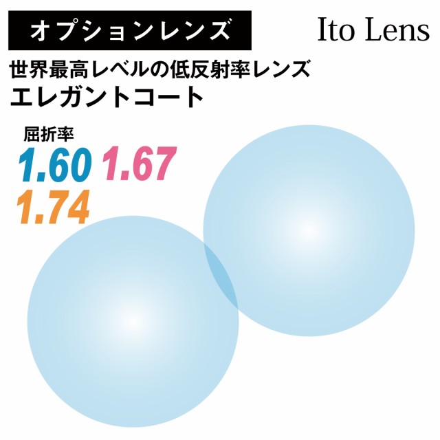 【オプションレンズ】ELGコート エレガントコート 超透明コート キズ防止 イトーレンズ 屈折率 1.60 1.67 1.74 薄型 超薄型 最薄型 非球