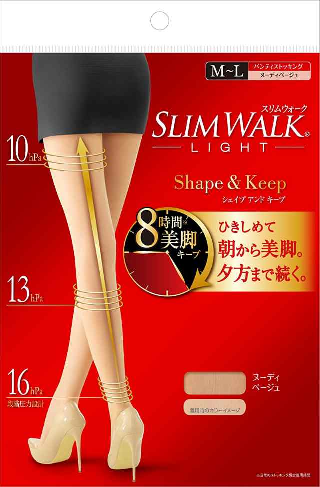 【2個セット】スリムウォーク  シェイプアンドキープ  パンティストッキング  ストッキング ヌーディベージュ M~Lサイズ 5個セット (SLIM WALK) (Shape&Keep) 着圧の通販は