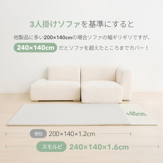 プレイマット 赤ちゃん シンプル プレイマット ベビー ベビーマット 大判 大きい 抗菌 もちもち 140 240 PVC リバーシブル ラグマット クッションマット 赤ちゃん マット シームレス 騒音 防音 厚手 防水 おしゃれ スモルビ 抗菌もちふわプレイマット_3