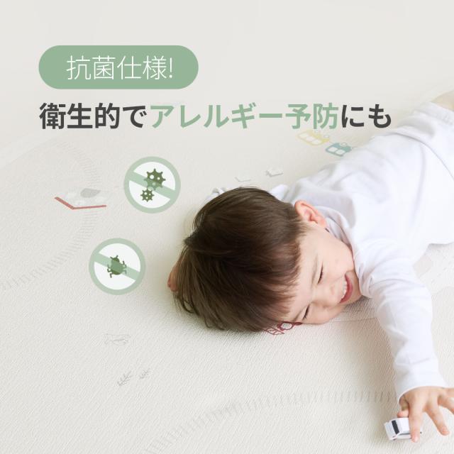 プレイマット 赤ちゃん シンプル プレイマット ベビー ベビーマット 大判 大きい 抗菌 もちもち 140 240 PVC リバーシブル ラグマット クッションマット 赤ちゃん マット シームレス 騒音 防音 厚手 防水 おしゃれ スモルビ 抗菌もちふわプレイマット_10