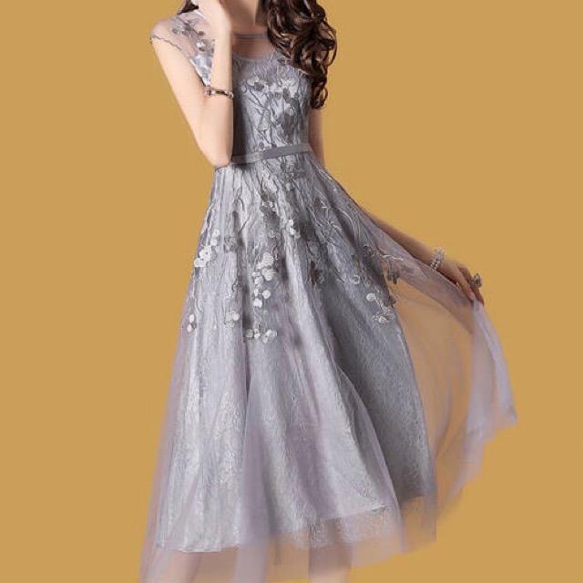 パーティードレス ワンピース 膝下丈 高級感 エレガント ドレッシー 結婚式 二次会 お呼ばれ パーティー 食事会 刺繍 大人 きれいめ グレの通販はau Pay マーケット Brutal Beauty ブルータルビューティ
