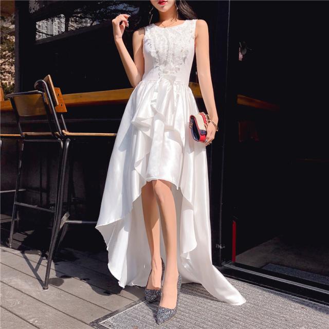 ランダム ミニ丈 サテン 生地風 結婚式 お呼ばれ 2次会 ワンピース ドレス パーティ フィッシュテール ノースリーブ ロング丈 19 新作の通販はau Pay マーケット Brutal Beauty ブルータルビューティ