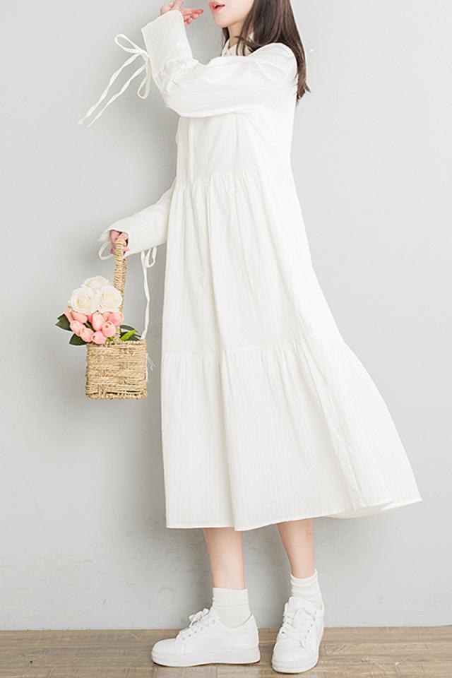 シンプル ワンピース ゆったり ロングワンピース 清楚 透明感 ナチュラル デート リボンの通販はau Pay マーケット Brutal Beauty ブルータルビューティ