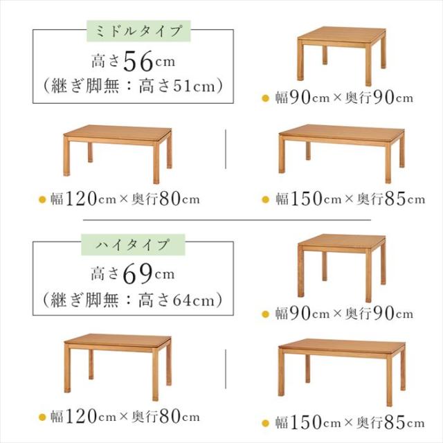 コタツ ロータイプ テーブル 通販 シェルタK120-L こたつテーブル 長方形 リビングコタツ リビングテーブル センターテーブル ローテーブル 幅120×奥行80 継脚付き 高さ調節 高さ調整 家具 インテリア 季節家電 空調家電 家電_5