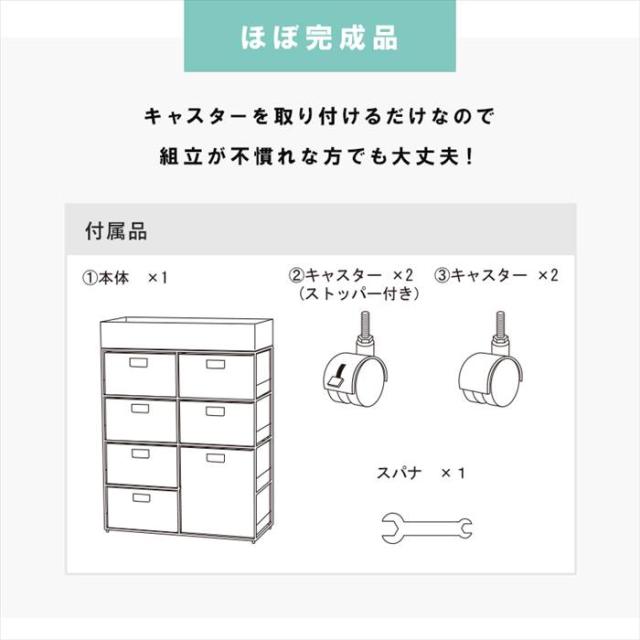 ランドリーラック 通販 RAN-2418 ランドリー収納 ランドリー ラック 引き出し 2列 7杯 キャスター付き 水回り 収納 防水素材 大容量 洗面の通販は