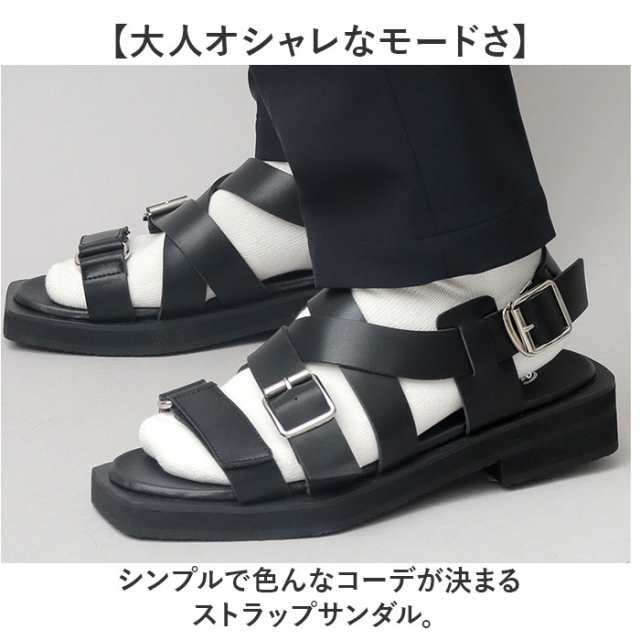 グラベラ サンダル glabella GLBT-290 通販 ストラップサンダル メンズ ベルトサンダル おしゃれ ブランド くつ クツ オシャレ 歩きやすい ブラック 黒 フェイクレザー 合皮 PUレザー 夏 流行る カジュアル 大人 紳士靴 シンプルの通販は