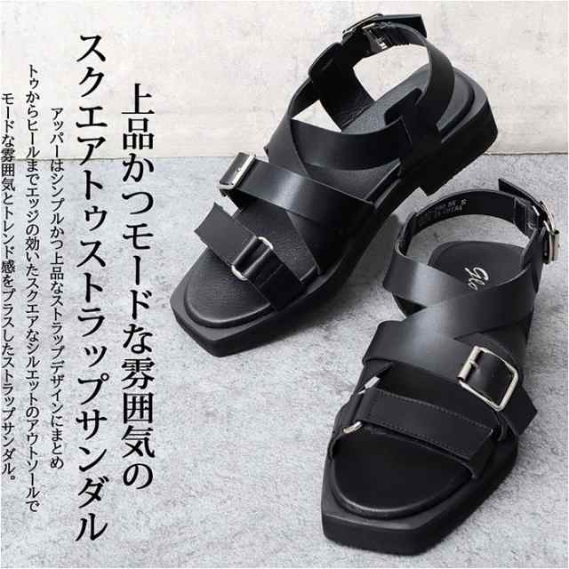 グラベラ サンダル glabella GLBT-290 通販 ストラップサンダル メンズ ベルトサンダル おしゃれ ブランド くつ クツ オシャレ 歩きやすい ブラック 黒 フェイクレザー 合皮 PUレザー 夏 流行る カジュアル 大人 紳士靴 シンプルの通販は