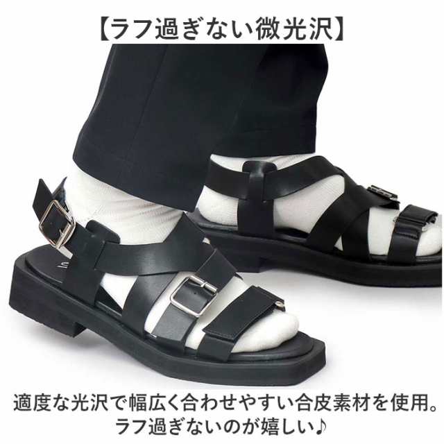 グラベラ サンダル glabella GLBT-290 通販 ストラップサンダル メンズ ベルトサンダル おしゃれ ブランド くつ クツ オシャレ 歩きやすい ブラック 黒 フェイクレザー 合皮 PUレザー 夏 流行る カジュアル 大人 紳士靴 シンプルの通販は