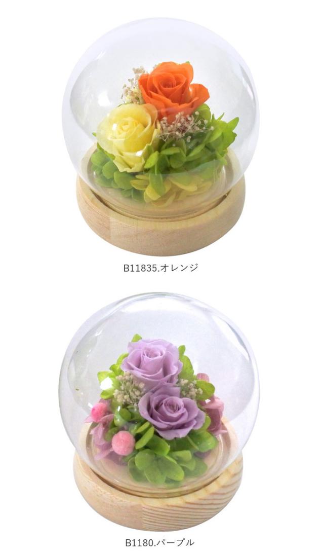 プリザーブドフラワー ガラスドームアレンジメント ガラスドームアレンジメント ソレイユ B14820 ﾋﾟﾝｸ+ﾚｯﾄﾞ