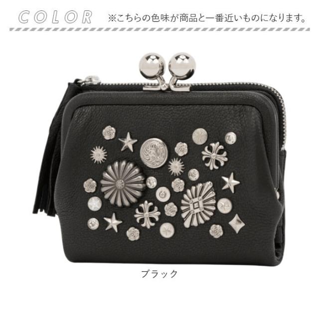 ペルケ 蝦蟇口 紙入れ 80-06-00100 通信販売 二つ折り紙入れ 蝦蟇口紙入れ がまぐち紙入れ 折りたたみ紙入れ 折り紙入れ お紙入れ マルチスタッズ蝦蟇口二つ折りウォレット ブランド名 perche 可愛らしい 格好のいい 革 なめし革 野羊革 ジッパー 御上さん うしろ帯