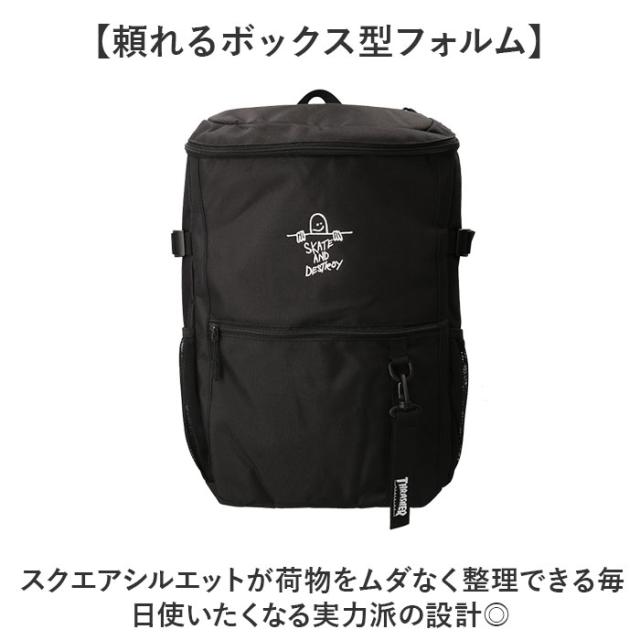 スラッシャー リュック THRASHER VJTH-0015 通販 バックパック リュックサック デイパック ブランド 通学リュック A4 通学バッグ 黒 ブラック 通学 通勤 大容量 メンズ レディース 女子 男子 高校生 中学生 大人 大学生 シンプル_2