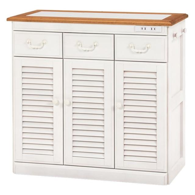 キッチン カウンター おしゃれ 通販 MUD-6249WS キッチンカウンター キッチン収納 背面収納 キッチンボード キャビネット 引き出し 70センチ コンセント付き タイル天板 奥行35cm 幅72×奥行35×高さ70cm 収納家具 家具 インテリアの通販は