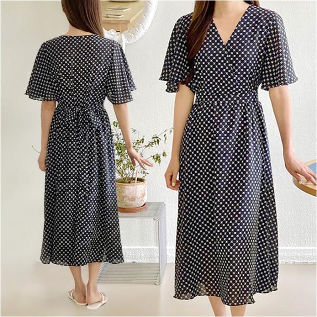 ワンピース 半袖 夏 レディース 通販 フレアワンピース Aラインワンピース フレアー Ａライン 春夏 春 きれいめ カジュアル モノトーン 千鳥格子 ハウンドトゥース おしゃれ かわいい オシャレ 大人可愛い シンプル ひざ下丈 膝下丈 レディースファッションの通販は 5,798円