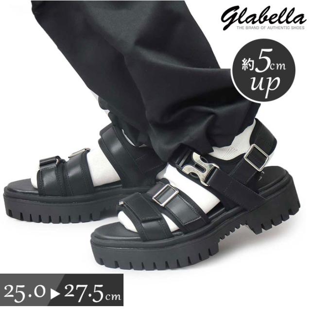 グラベラ サンダル glabella GLBT-286 通販 厚底 メンズ ストラップサンダル ベルト おしゃれ ブランド くつ クツ オシャレ 歩きやすい ブラック 黒 フェイクレザー 合皮 PUレザー 夏 流行る カジュアル 大人 紳士靴 シンプルの通販は