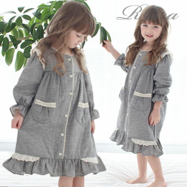 キッズ パジャマ 女の子 ジュニア 通販 ワンピース 10006251 パジャマドレス ナイトドレス ルームワンピース 長袖 ポケット レース フリル おしゃれ かわいい オシャレ 可愛い ワンピ ルームウェア ナイトウェア 子ども服 子供服 キッズファッション