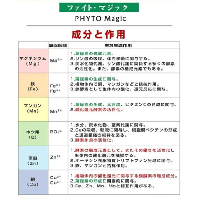 ファイト マジック 1l ファイトクローム 肥料 マグネシウム 露地作物 水溶性 苦土 マンガン ホウ素 鉄 銅 亜鉛 果物 野菜 作物 農業 農の通販はau Pay マーケット 株式会社プラスワイズ Au Pay マーケット店