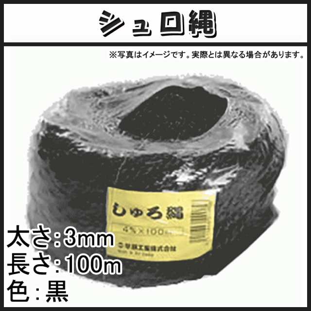 新作通販 180玉 シュロ縄 黒 3mm × 100m 早S 代引不可