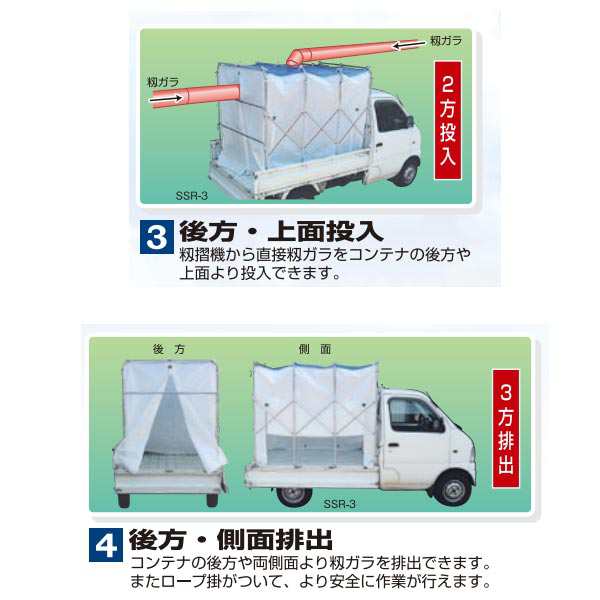 セール＆特集＞ AZTEC ショップ笹川農機 籾ガラ運搬コンテナ スライドエックス SSR-5 普通トラック用 約5反歩