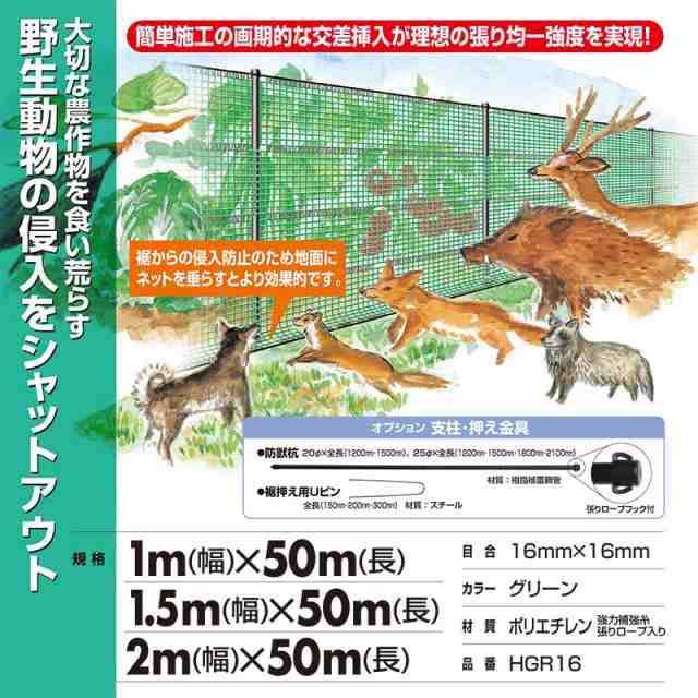 東京戸張 防獣ネット （シカ用A） 10cm目合 （2m×50m） - 2