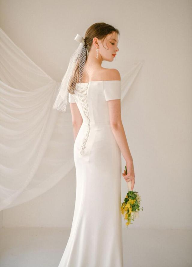 ウェディングドレス オーダーメイドも可能 ウエディングドレス オフショルダー スレンダー 編み上げ Xs Xxl Wd284jx の通販はau Wowma Romanslafina