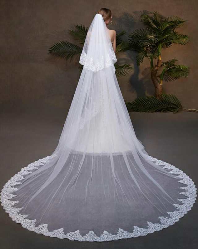 HOTお買い得新品未使用✨ウェディングベール ロングベール 3.5m 350cm オフホワイト ウェディングドレス