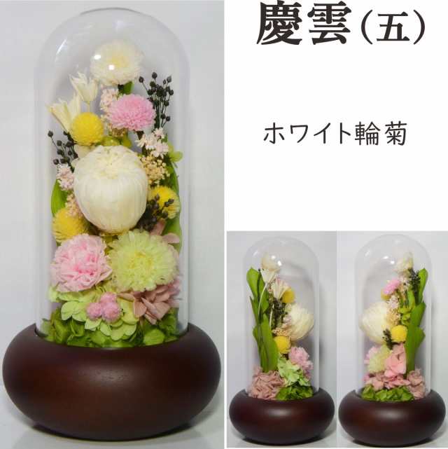 最愛 【仏花】胡蝶蘭お供えの花 H18cm 花器、ガラスドームつきアレンジ