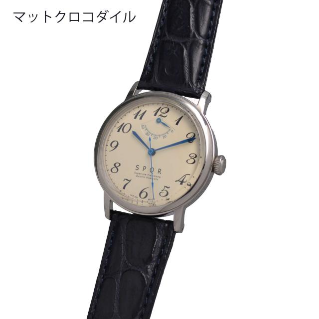 THE SPQR  手巻パワーリザーブ(アイボリー)×最高級クロコダイル・SOMESプッシュ式3折中留　手巻き ウォッチ 日本製 国産時計 腕時計 機械式_6