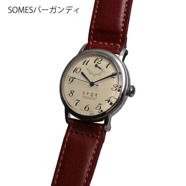 THE SPQR  手巻パワーリザーブ(アイボリー)×最高級クロコダイル・SOMESプッシュ式3折中留　手巻き ウォッチ 日本製 国産時計 腕時計 機械式_7