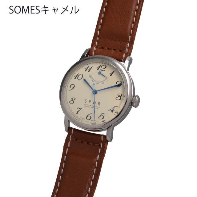 THE SPQR  手巻パワーリザーブ(アイボリー)×最高級クロコダイル・SOMESプッシュ式3折中留　手巻き ウォッチ 日本製 国産時計 腕時計 機械式_8