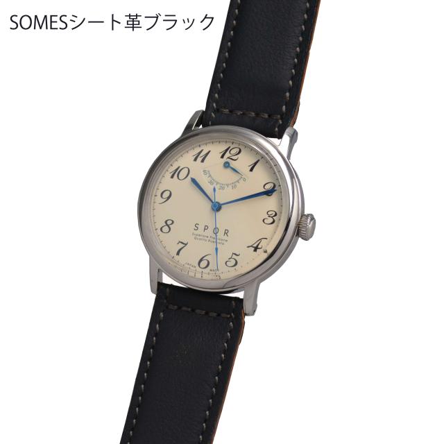 THE SPQR  手巻パワーリザーブ(アイボリー)×最高級クロコダイル・SOMESプッシュ式3折中留　手巻き ウォッチ 日本製 国産時計 腕時計 機械式_9
