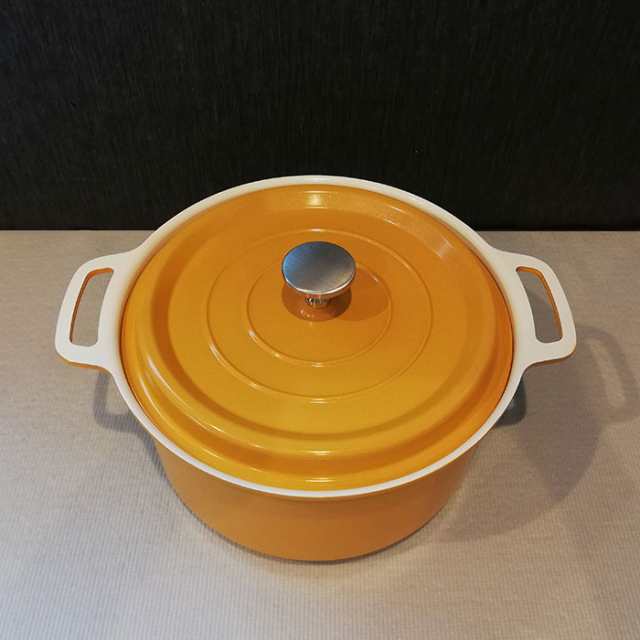 無水調理ができるセラミック加工IH対応 両手鍋 20cm イエロー