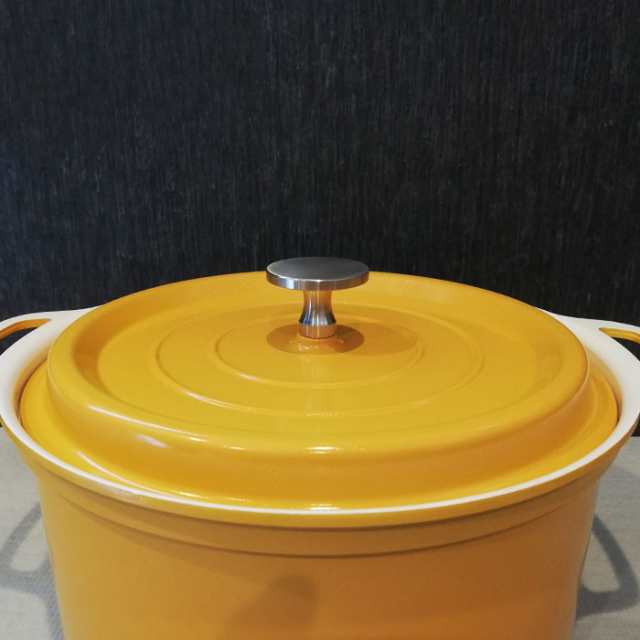 無水調理ができるセラミック加工IH対応 両手鍋 20cm イエロー