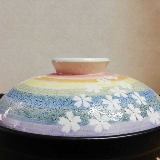 萬古焼 土鍋 華やぎ ＜9号鍋＞ 【取寄品】 9号サイズ 卓上鍋 おしゃれ かわいい 可愛い 花柄 桜模様 和風 食卓鍋 お鍋料理 おでん  しゃぶ｜au PAY マーケット