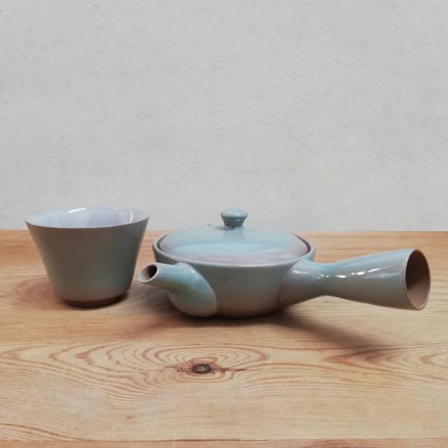 萬古焼 ベンリー急須 一人茶セット ＜青磁＞ 【取寄品】 茶器