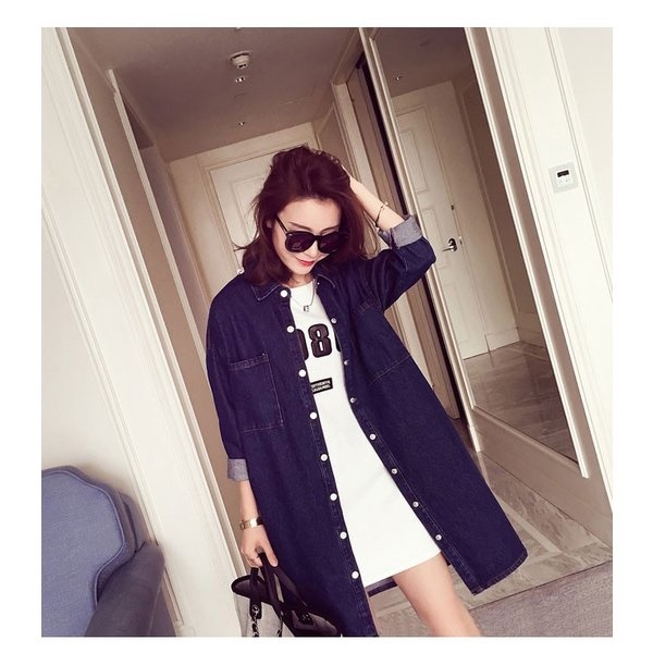 コート 女性 アウター オーバー シャツ ダークブルー 着痩せ トレンチコート デニム シンプル ワンピース 大きいサイズ ボタの通販はau Pay マーケット 美良