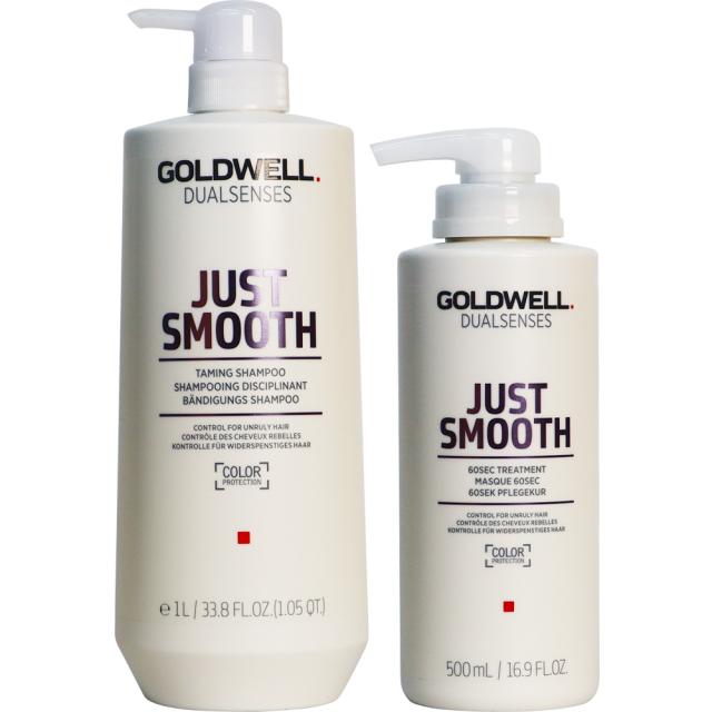 ゴールドウェル デュアルセンス ジャストスムース シャンプー＆トリートメント セット 1000mL+500g [ ヘアケア くせ毛ケア クセ 癖毛 まとまり 艶髪 サロン専売品 美容師 おすすめ 人気 ] GOLDWELL