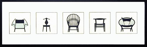 取寄せ品 送料無料 Modern design studio Chair ITH-14043 5連横長額装品 インテリアアートポスター額付の通販は 15,400円