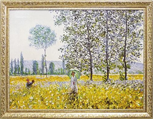 取寄せ品 送料無料 クロード・モネ Champs au Printemps 1884 額付きポスター 名画インテリアアート