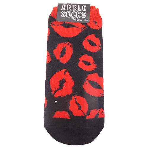 男女兼用靴下 アンクルソックス Lip Black Red かわいい靴下 メール便可の通販はau Pay マーケット シネマコレクション 5400円以上で送料無料