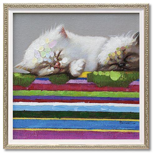 取寄品 送料無料 アートポスター 額付 動物画 オイル ペイント アート キャッツスリーピング S インテリア雑貨の通販は 8,800円