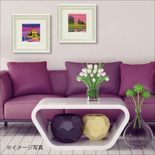 取寄品 送料無料 版画 額付き モン・サンミシェル はりたつお_1
