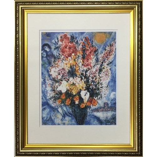 マルク・シャガール 名画 Famous Artist Seriese シャガール 天に捧げる花束 49×59.5×2.5cm ギフト 装飾 インテリア 取寄品 送料無料