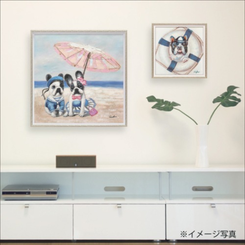 オイルペイントアート 動物画 シーマン ドッグ (Sサイズ) OP-07033 油絵 額付き 犬 かわいい インテリア 取寄品 送料無料_1