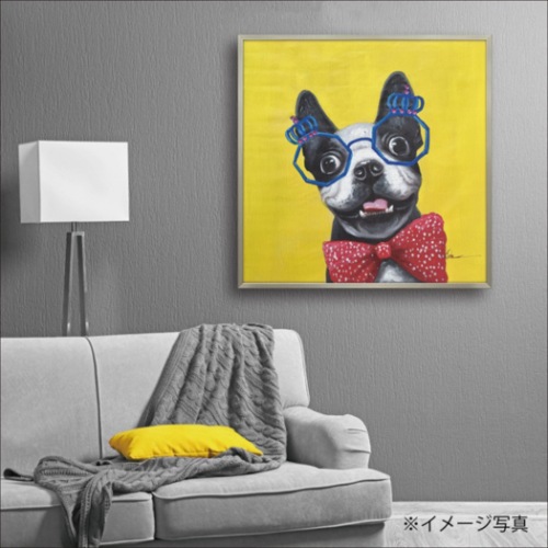 オイルペイントアート 動物画 コメディアン ドッグ OP-25080 83x83cm 犬 かわいい インテリア 取寄品 送料無料_1