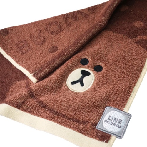 ハンドタオル LINE FRIENDS ジャガード キャリータオル ハローブラウン